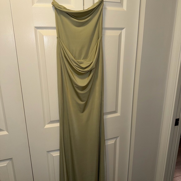 Meshki Strapless Slinky Maxi Dress - Sage - Picture 3 of 4